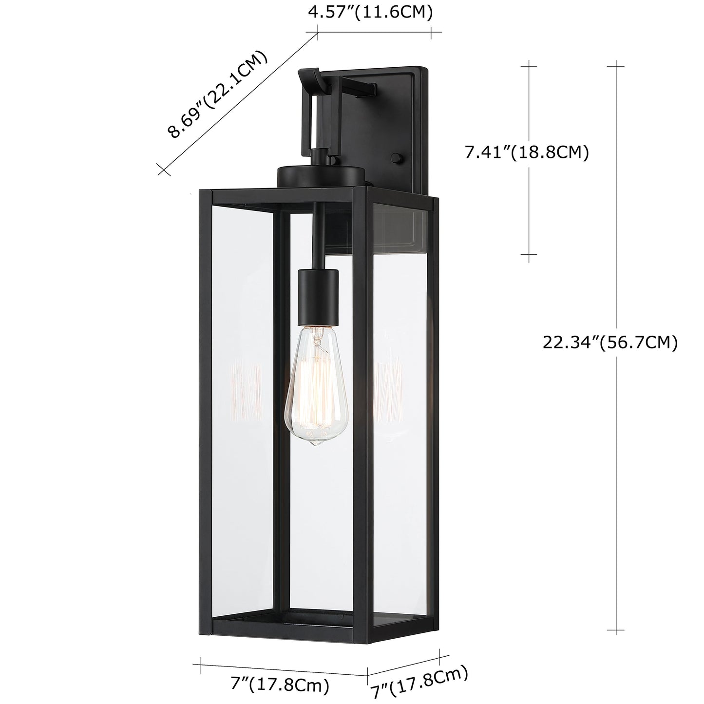 Lanterne murale d'extérieur moderne noire mate à 1 lumière