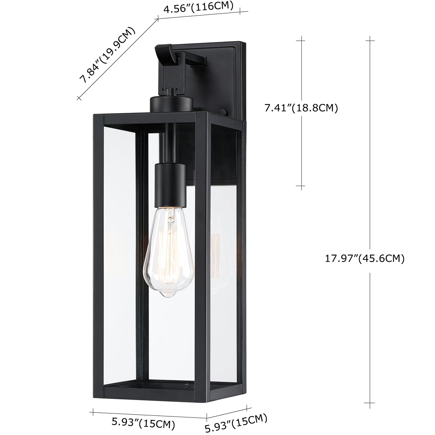 Lanterne murale d'extérieur moderne noire mate à 1 lumière