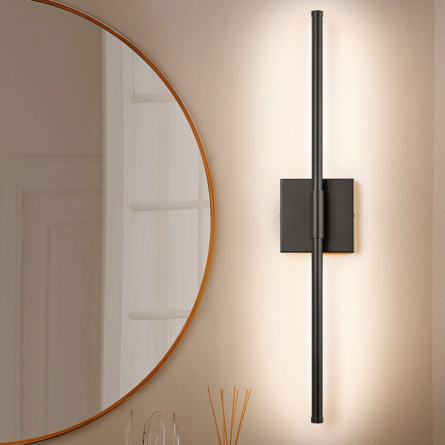 Applique murale de salle de bain à 1 lumière, linéaire et moderne, à intensité variable, à DEL intégrée, de 23,6 po
