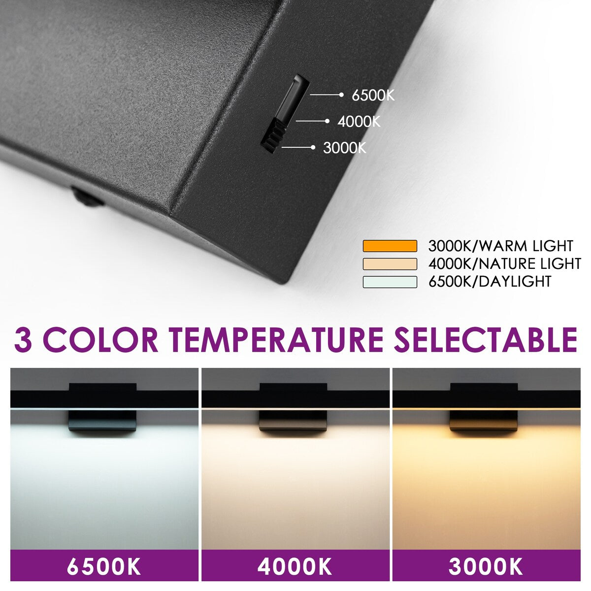 Applique murale LED intégrée rotative et linéaire noire moderne à 1 ampoule, à intensité variable et à changement de couleur