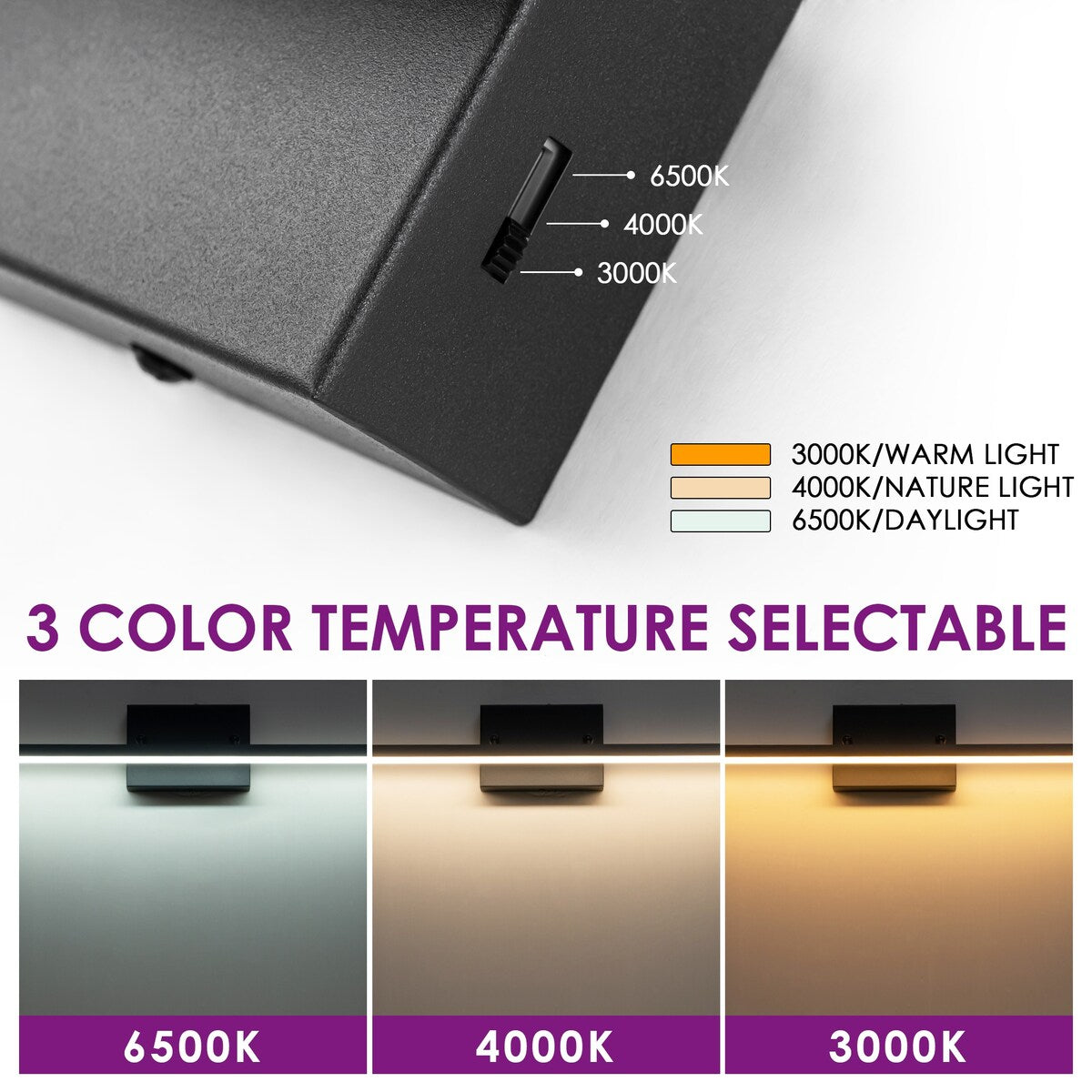 Applique murale LED intégrée rotative et linéaire noire moderne à 1 ampoule, à intensité variable et à changement de couleur