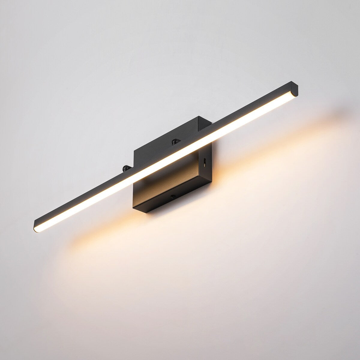 Applique murale LED intégrée rotative et linéaire noire moderne à 1 ampoule, à intensité variable et à changement de couleur