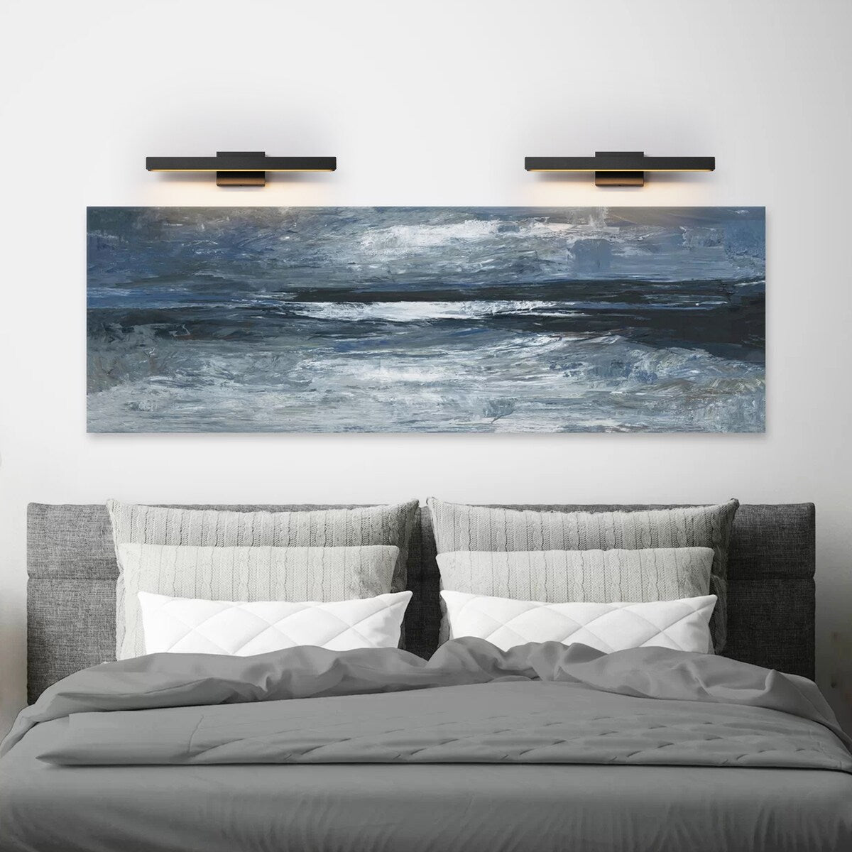Applique murale LED intégrée rotative et linéaire noire moderne à 1 ampoule, à intensité variable et à changement de couleur