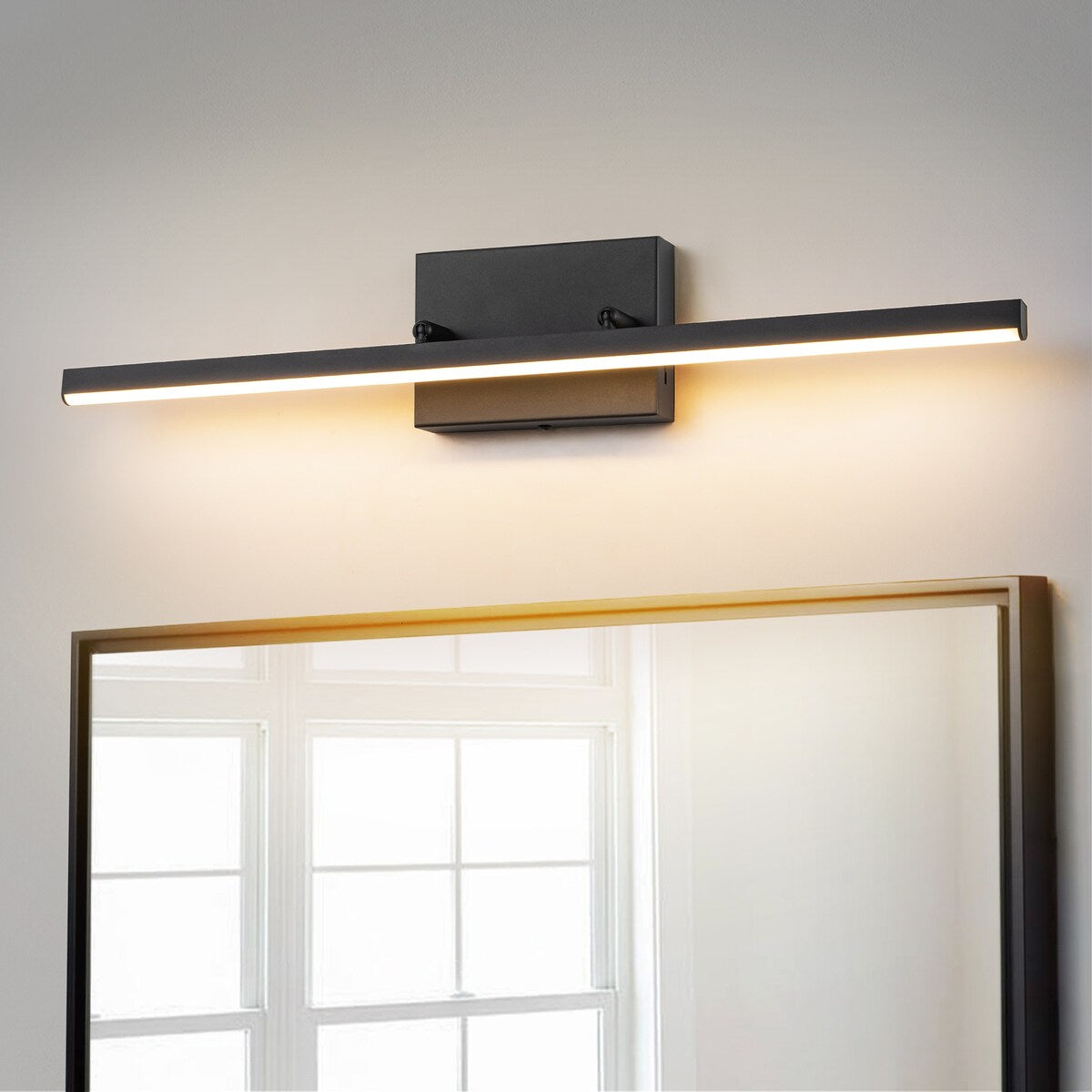 Applique murale LED intégrée rotative et linéaire noire moderne à 1 ampoule, à intensité variable et à changement de couleur