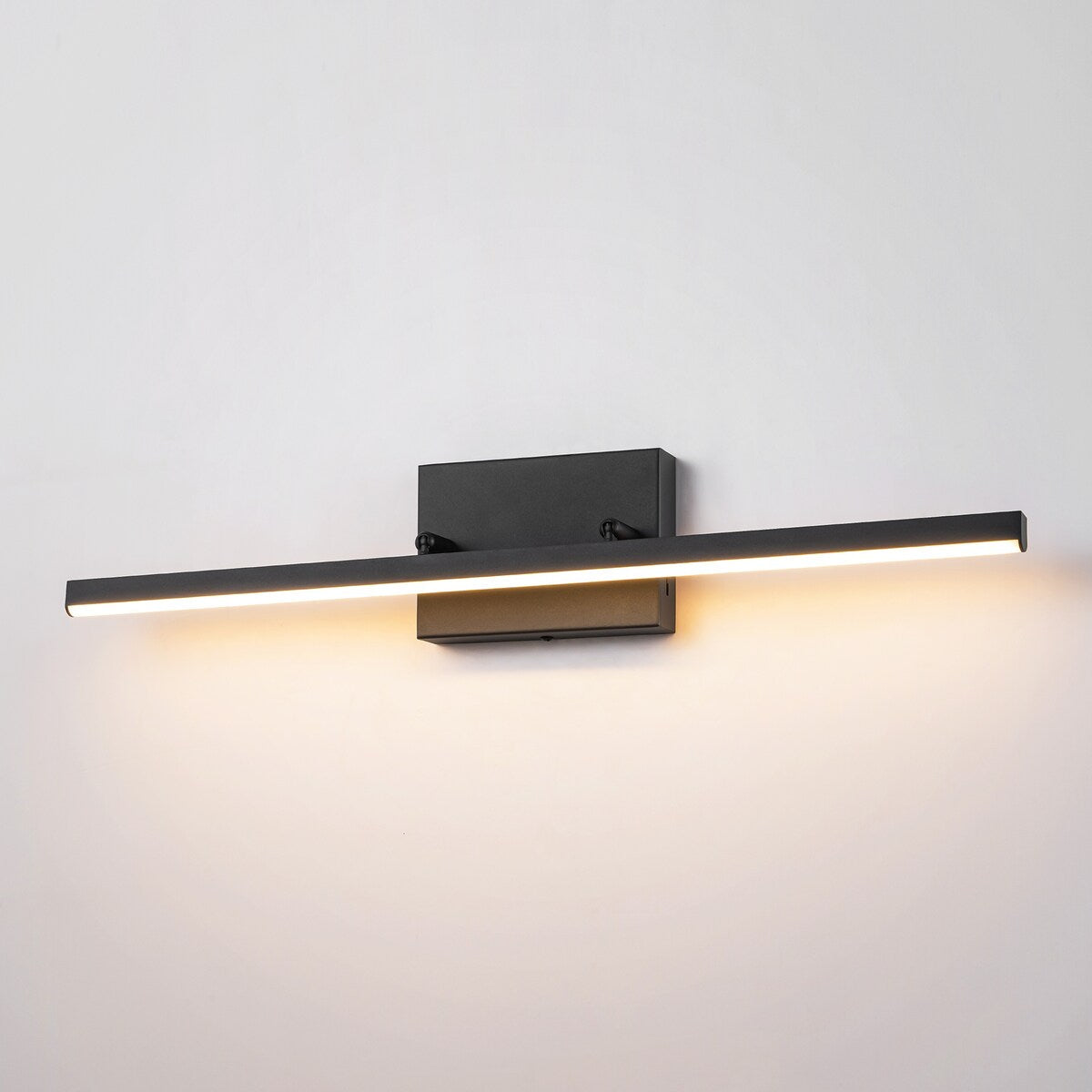 Applique murale LED intégrée rotative et linéaire noire moderne à 1 ampoule, à intensité variable et à changement de couleur