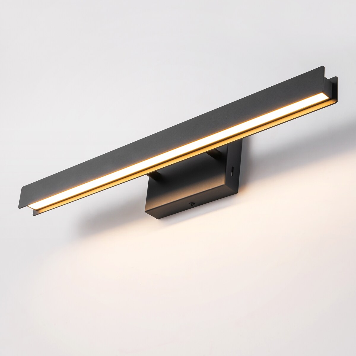 Applique murale LED intégrée rotative et linéaire noire moderne à 1 ampoule, à intensité variable et à changement de couleur
