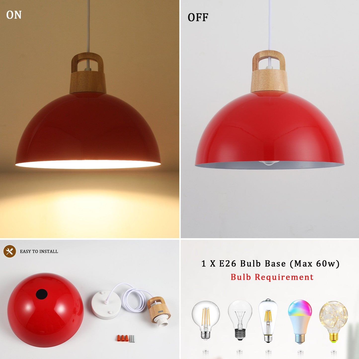 Luminaire suspendu moderne à 1 lumière avec interrupteur pour îlot de cuisine