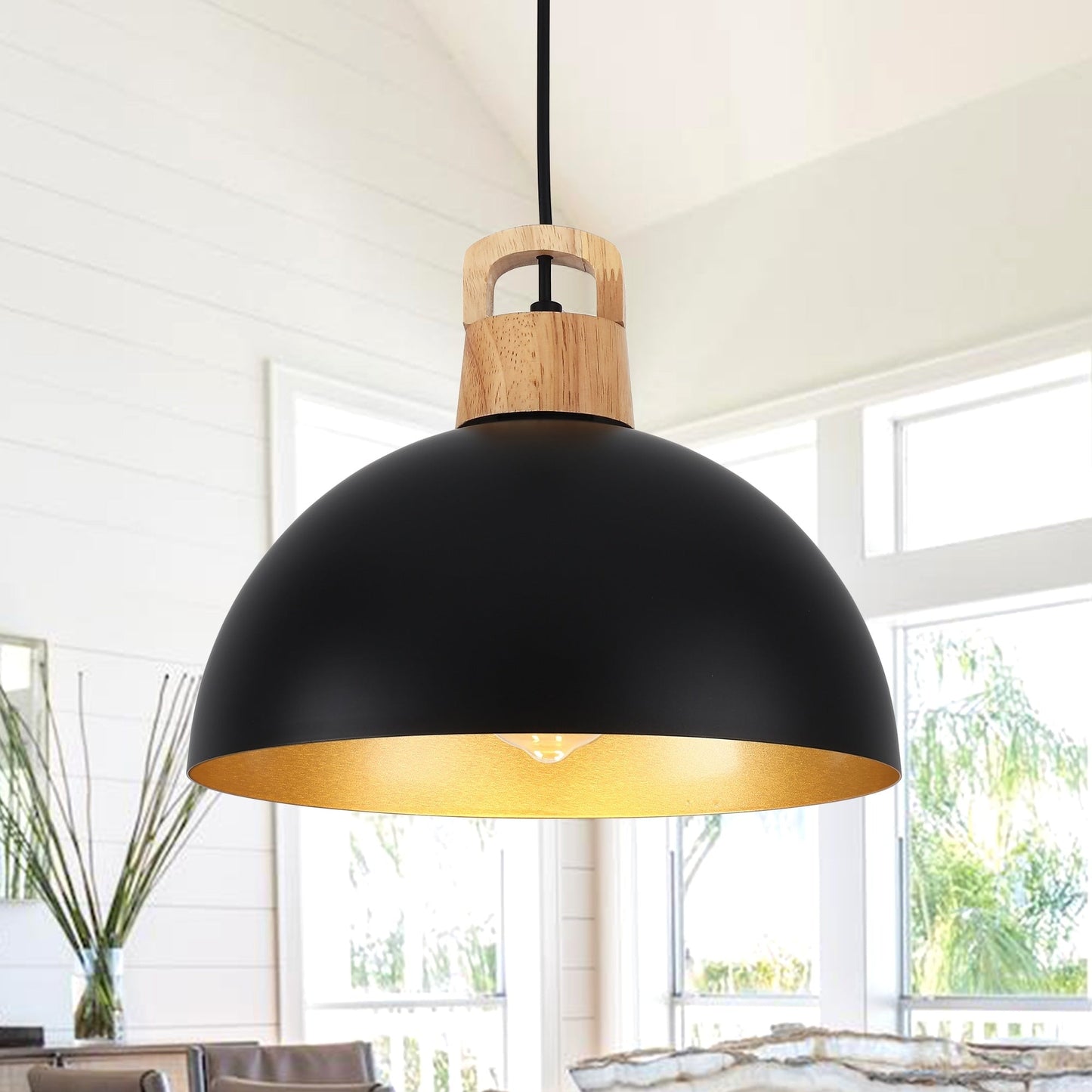 Luminaire suspendu moderne à 1 lumière avec interrupteur pour îlot de cuisine