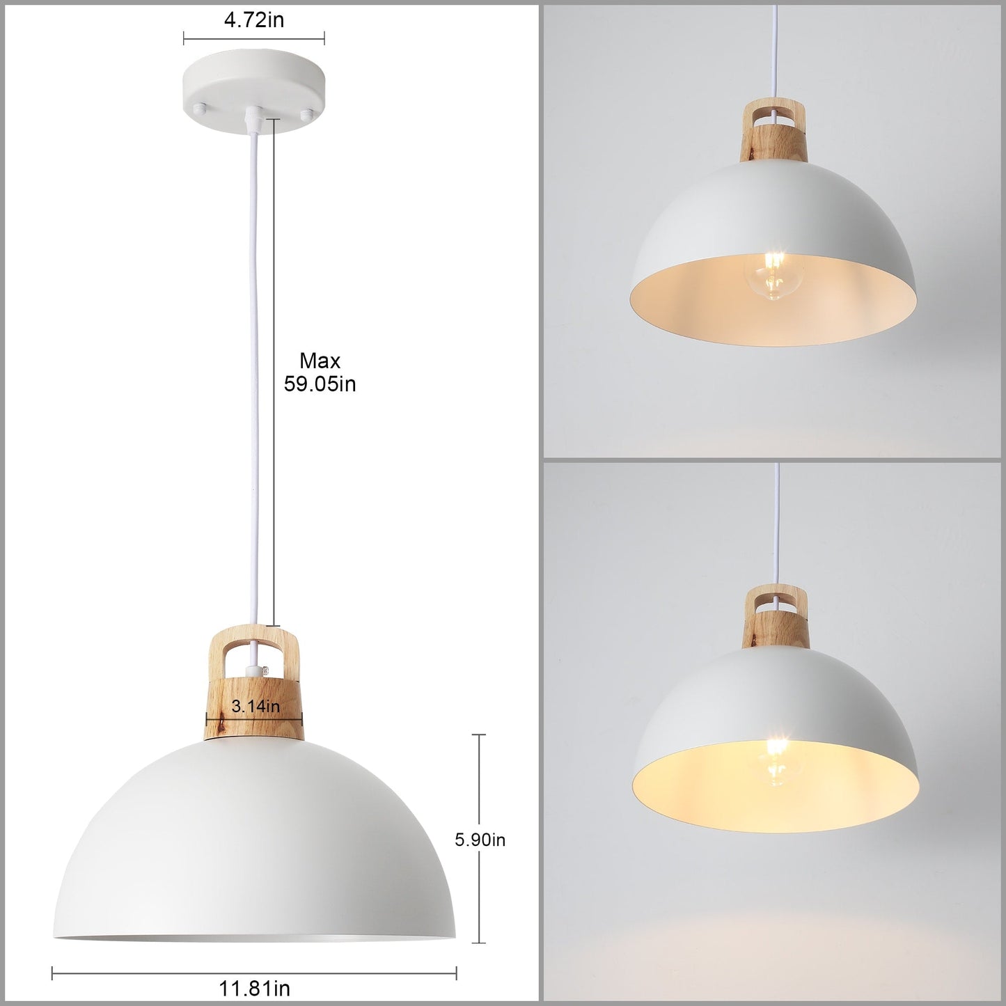 Luminaire suspendu moderne à 1 lumière avec interrupteur pour îlot de cuisine