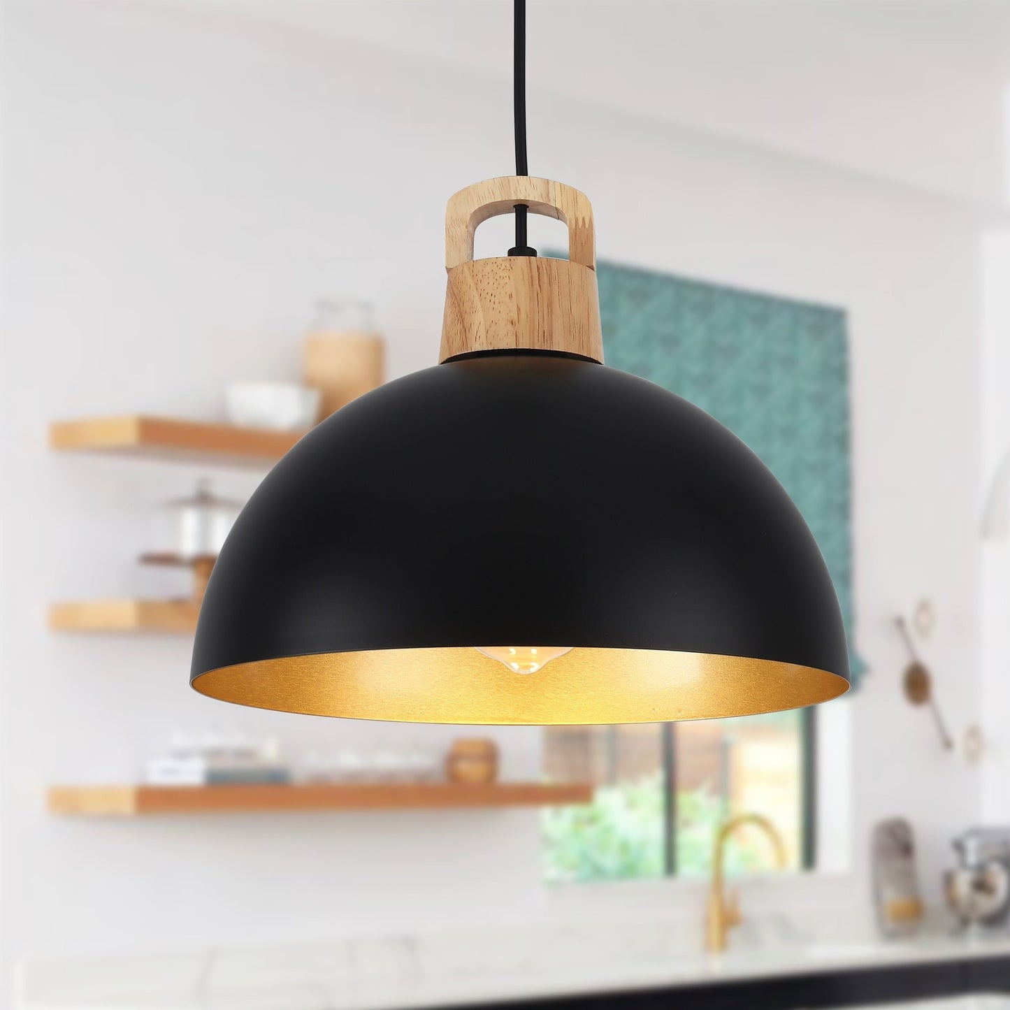 Luminaire suspendu moderne à 1 lumière avec interrupteur pour îlot de cuisine