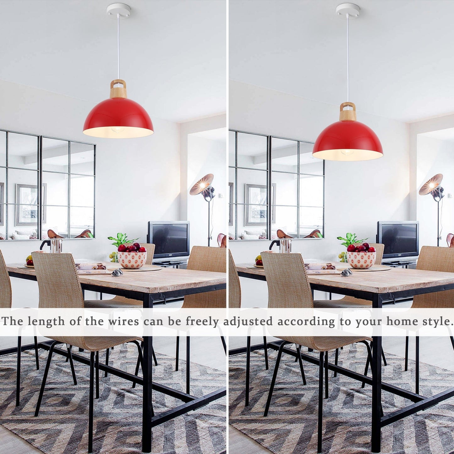 Luminaire suspendu moderne à 1 lumière avec interrupteur pour îlot de cuisine