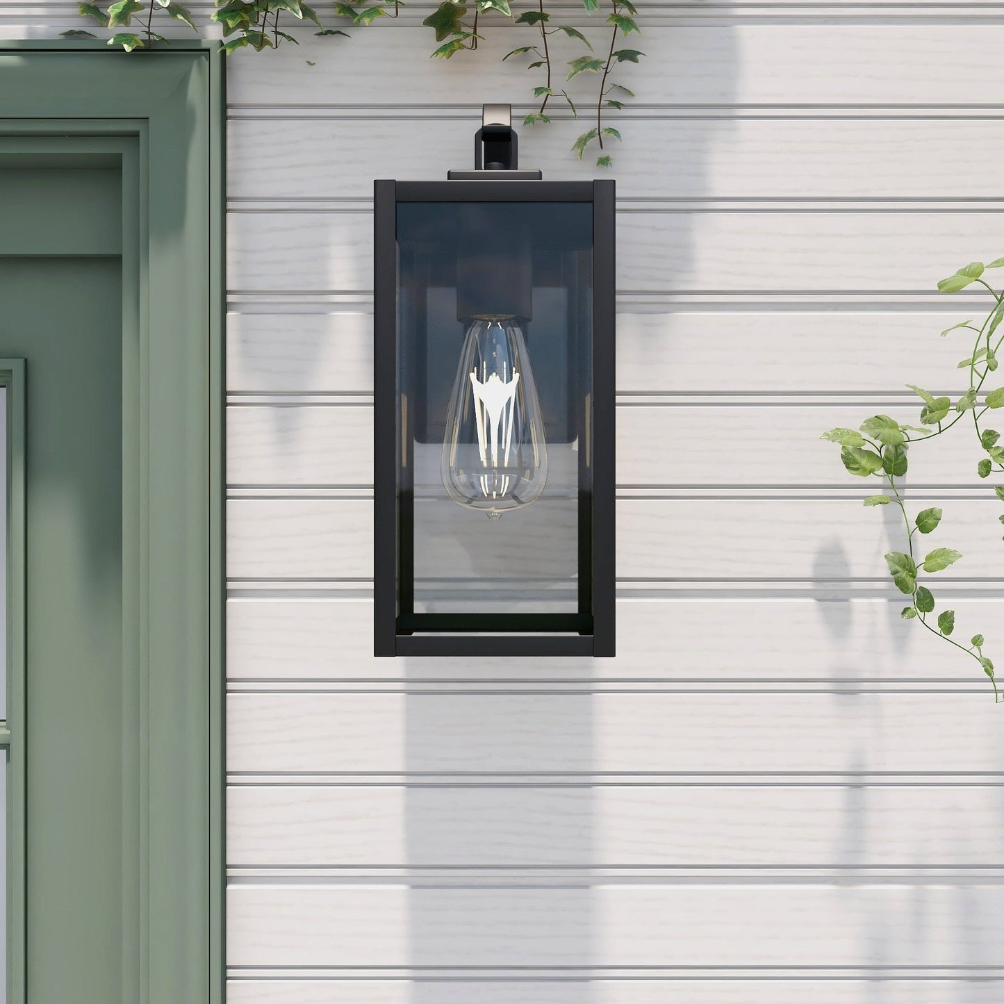 Applique murale d'extérieur noire mate à 1 lumière
