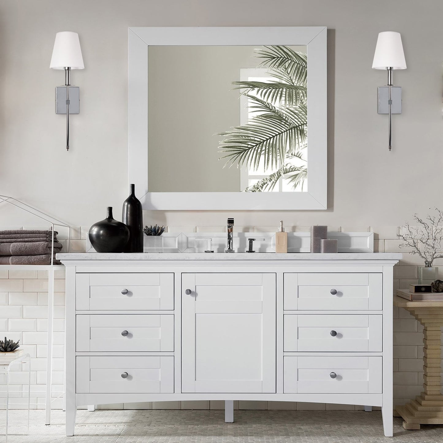 Applique murale à 1 lumière avec abat-jour en tissu blanc
