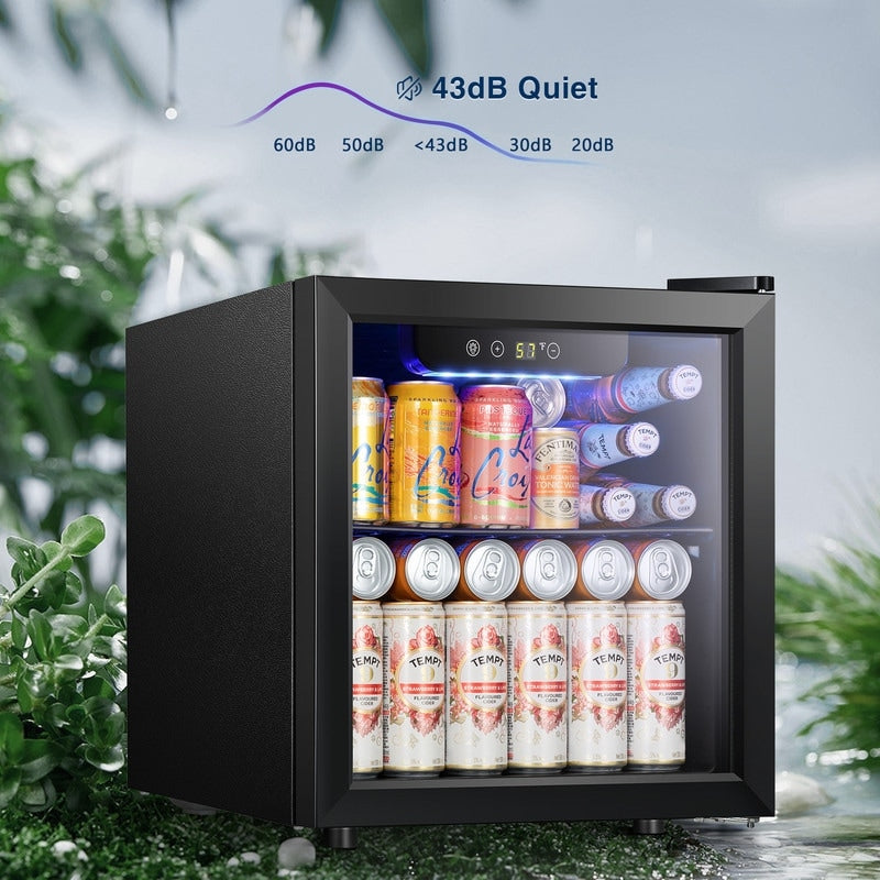 Réfrigérateur à boissons de 1,3 pi³ - Mini-réfrigérateur pour 48 canettes et 12 bouteilles, porte vitrée, commande tactile électronique