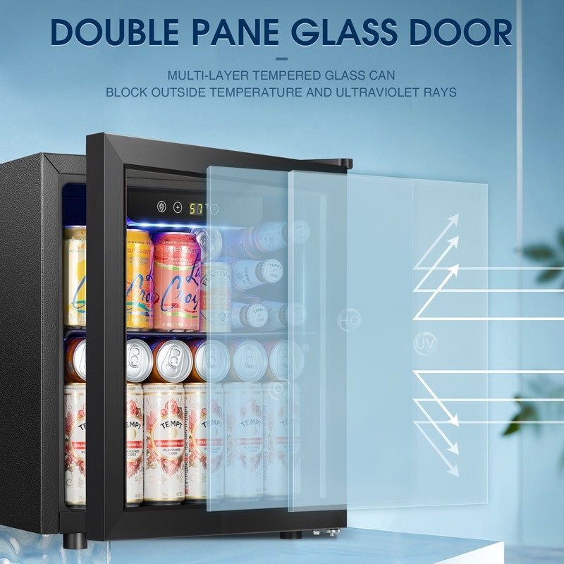 Réfrigérateur à boissons de 1,3 pi³ - Mini-réfrigérateur pour 48 canettes et 12 bouteilles, porte vitrée, commande tactile électronique