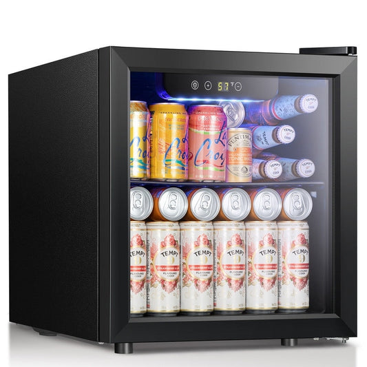 Réfrigérateur à boissons de 1,3 pi³ - Mini-réfrigérateur pour 48 canettes et 12 bouteilles, porte vitrée, commande tactile électronique