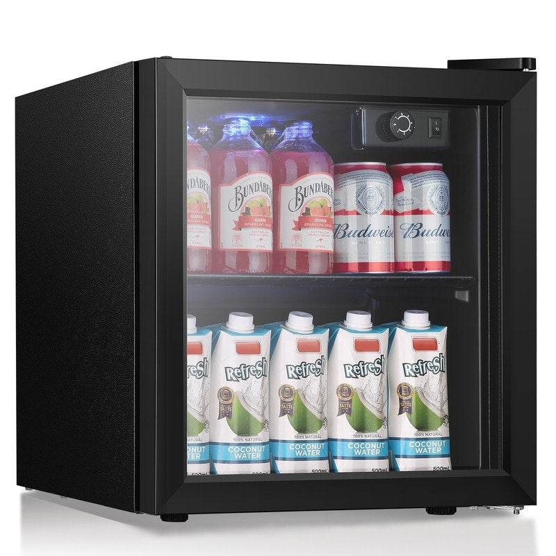 Réfrigérateur à boissons de 1,3 pi³ - Mini-réfrigérateur pour 48 canettes et 12 bouteilles, porte en verre, commande par bouton