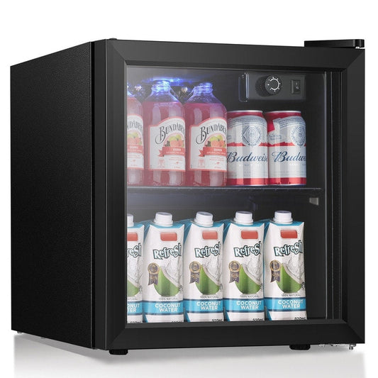Réfrigérateur à boissons de 1,3 pi³ - Mini-réfrigérateur pour 48 canettes et 12 bouteilles, porte en verre, commande par bouton