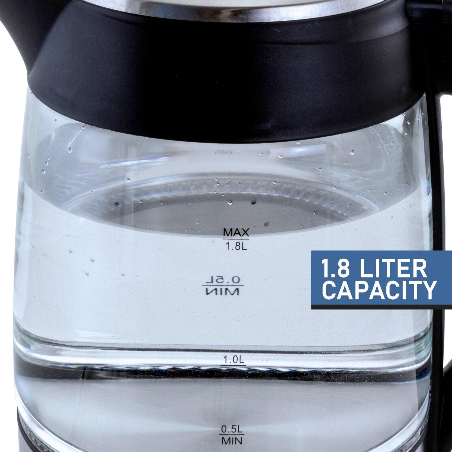 Bouilloire électrique sans fil à ébullition rapide de 1,8 L en verre argenté