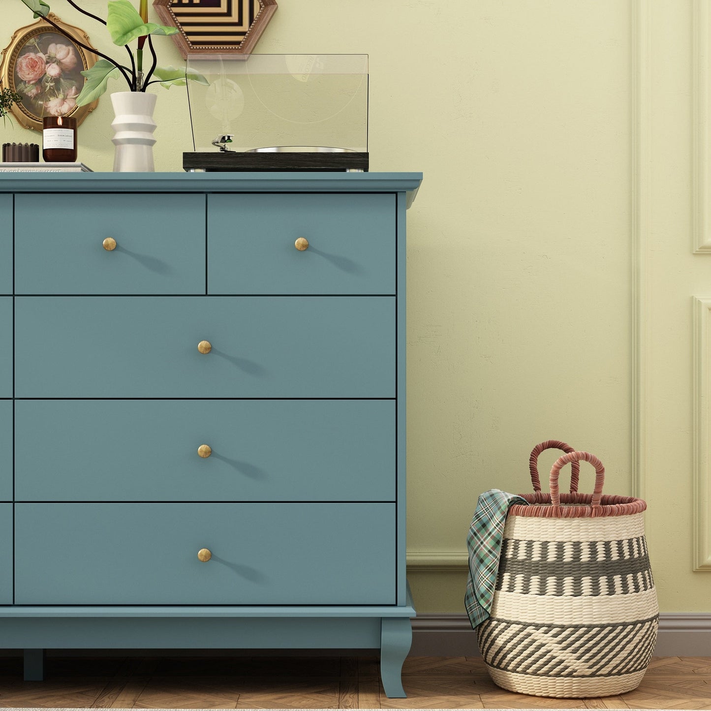 Commode double blanche à 10 tiroirs pour chambre à coucher, grand espace de rangement