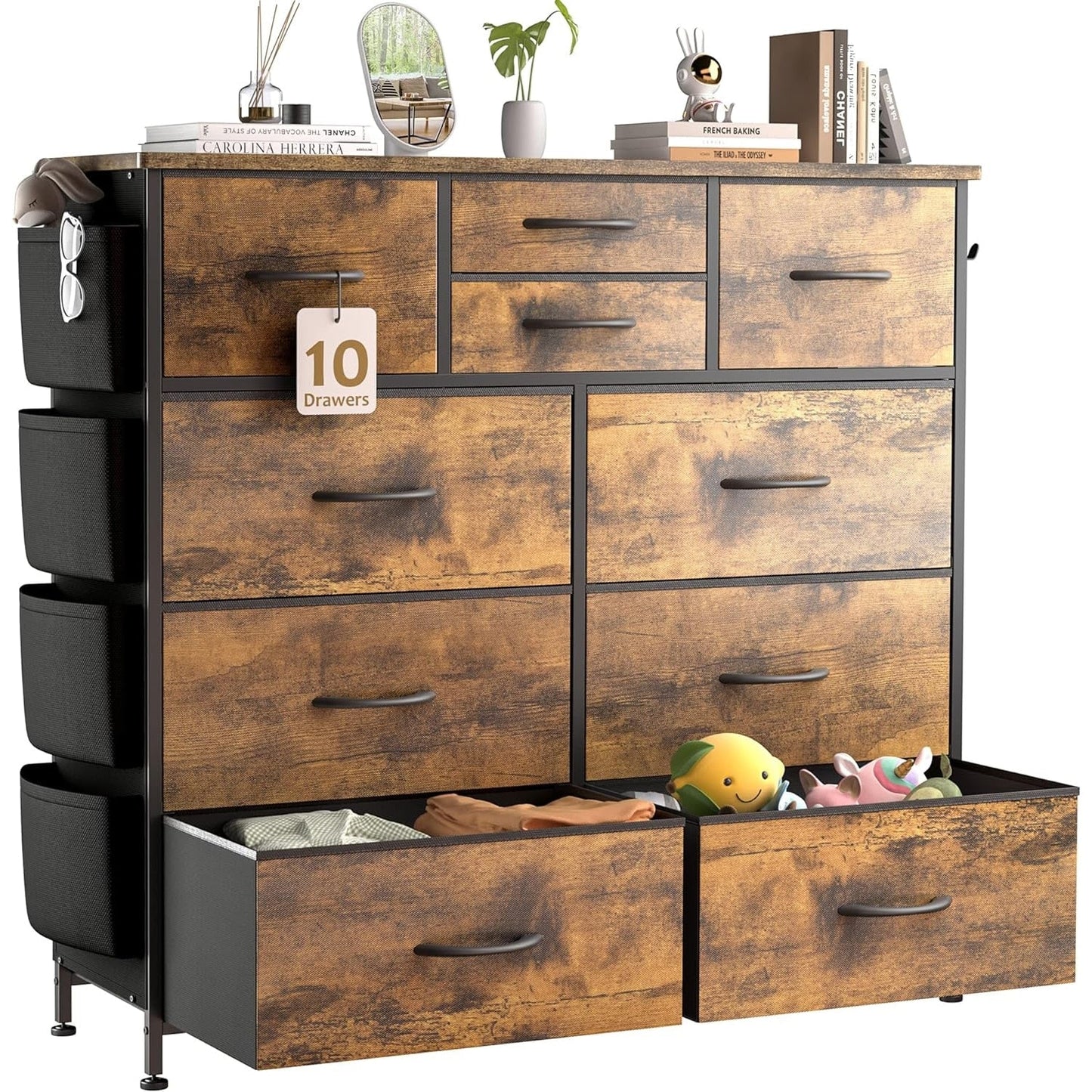 Commode à 10 tiroirs en tissu, armoire de rangement, unité de rangement pour chambre à coucher