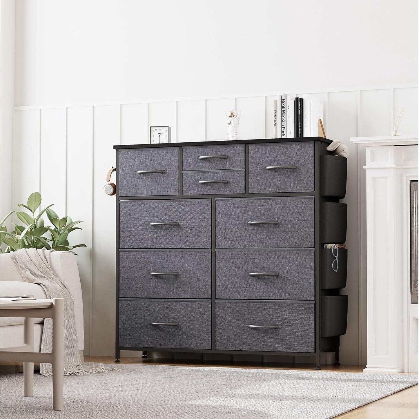Commode à 10 tiroirs en tissu, armoire de rangement, unité de rangement pour chambre à coucher