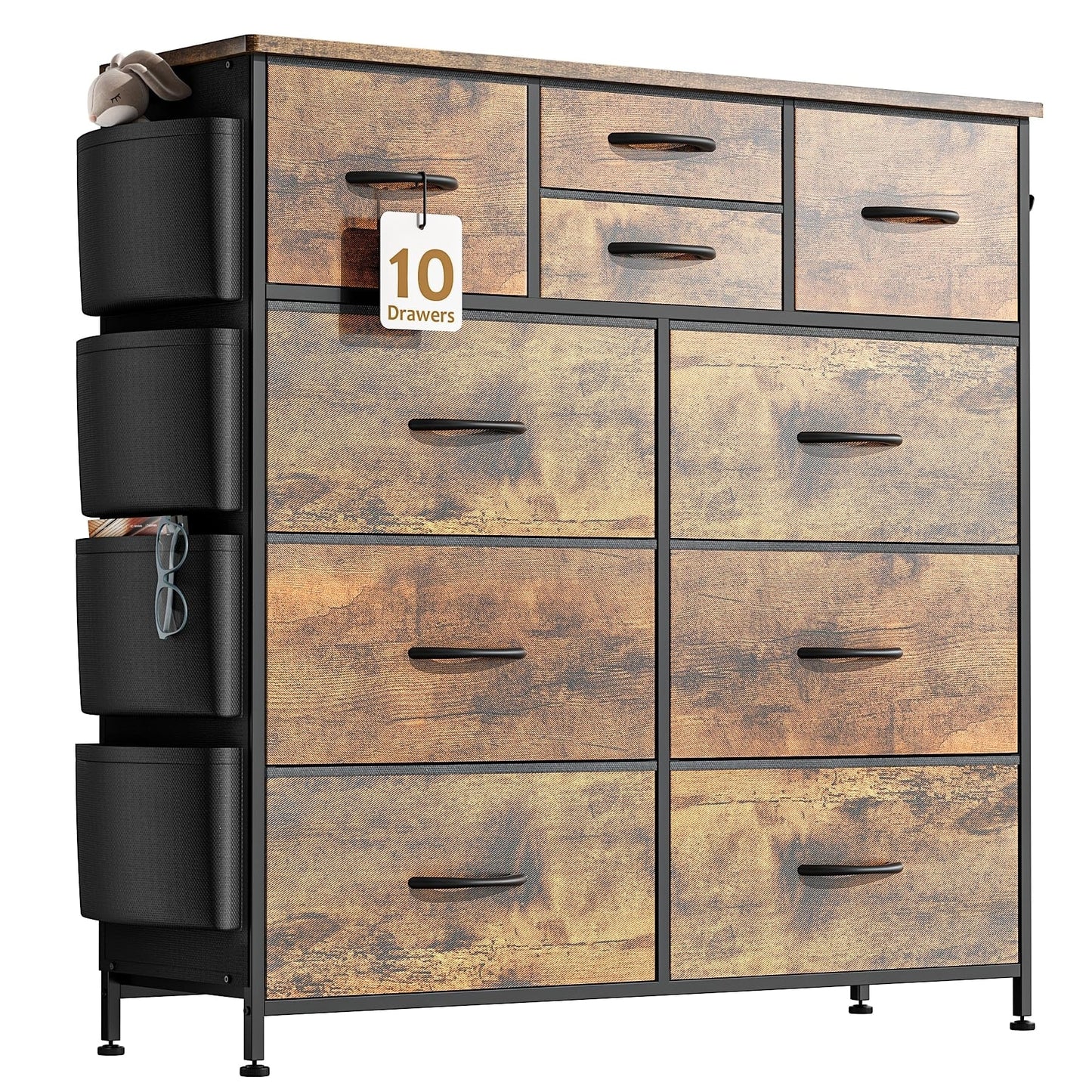 Commode à 10 tiroirs en tissu, armoire de rangement, unité de rangement pour chambre à coucher