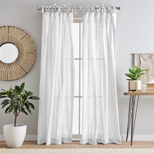 Paire de rideaux transparents à pattes 100 % coton