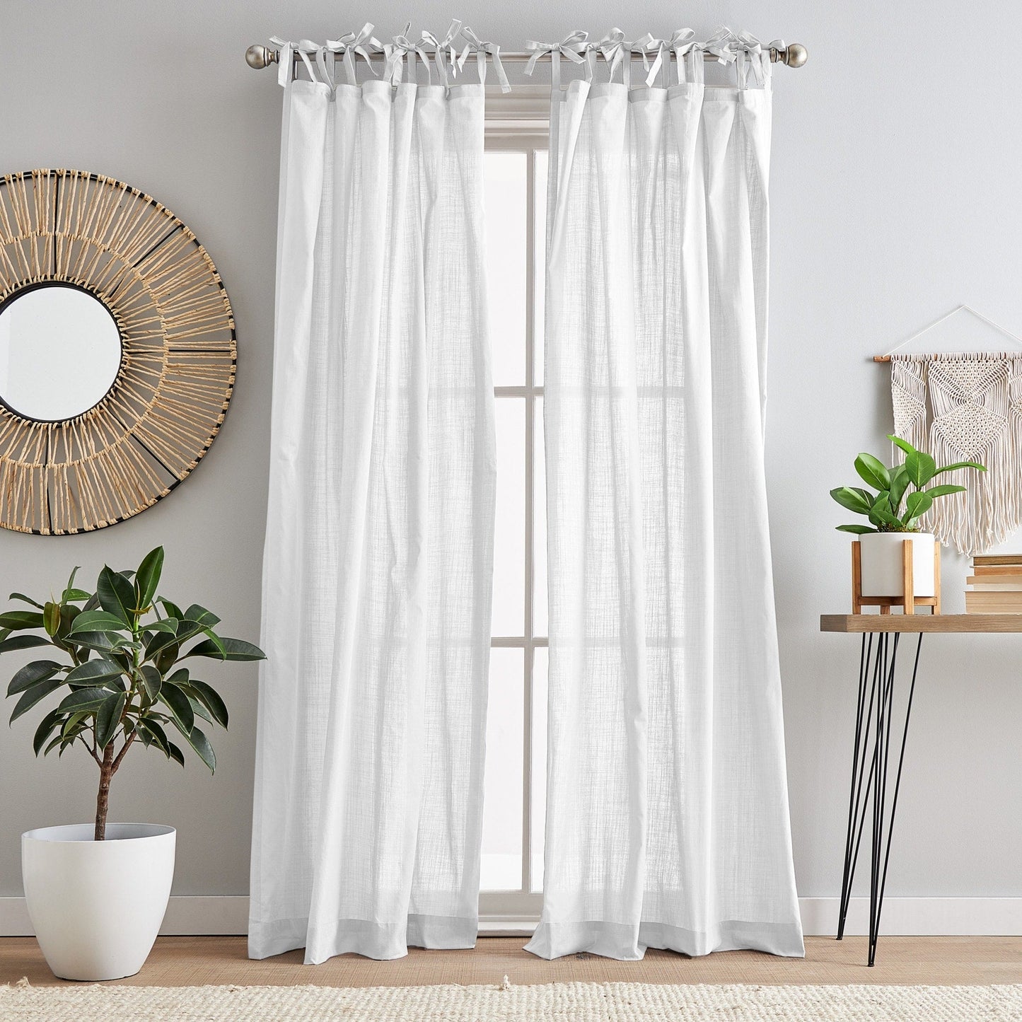 Paire de rideaux transparents à pattes 100 % coton