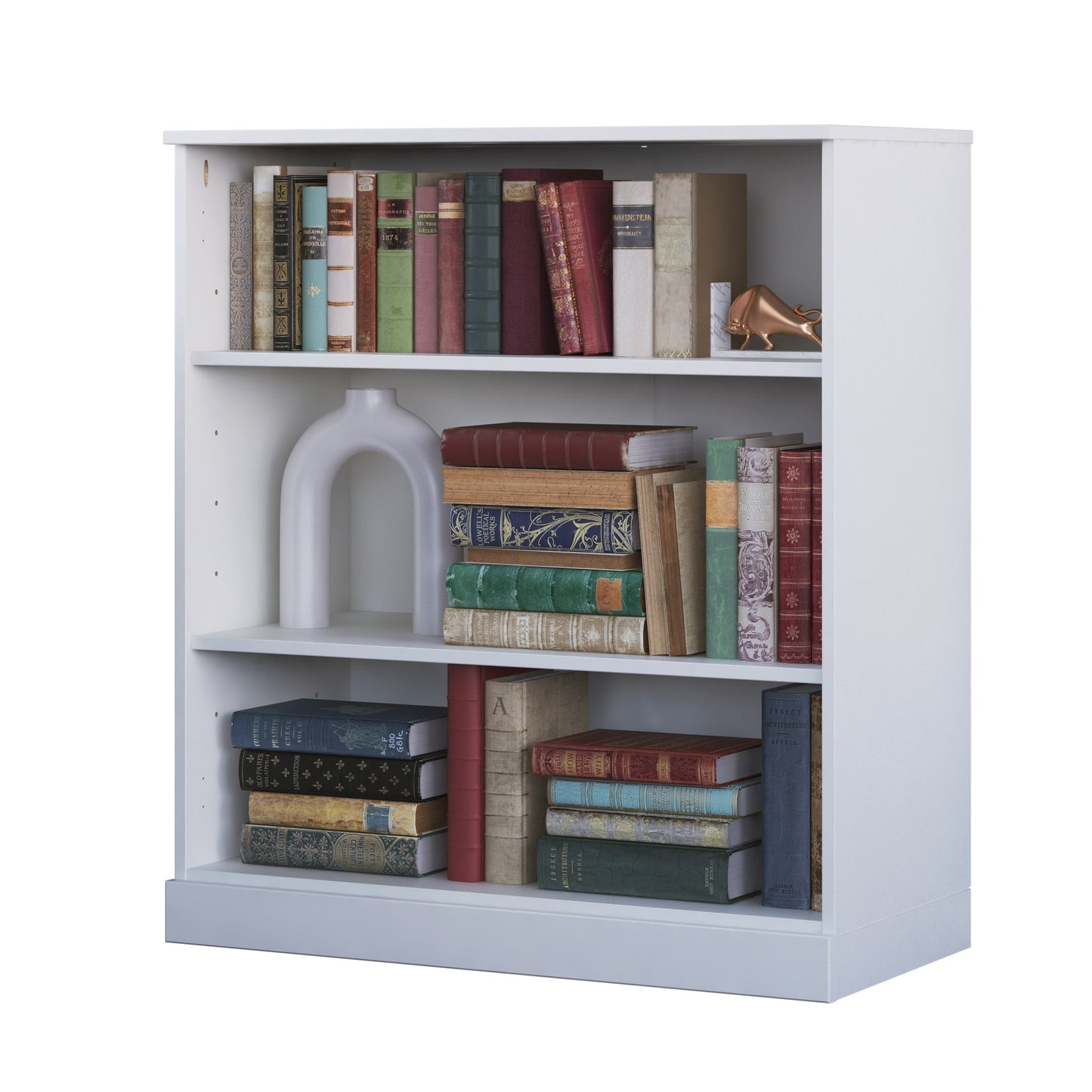 Bibliothèque 100 % bois massif à 3 étagères avec portes en option par Palace Imports
