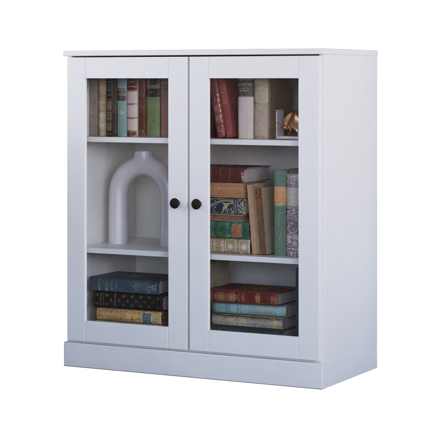 Bibliothèque 100 % bois massif à 3 étagères avec portes en option par Palace Imports
