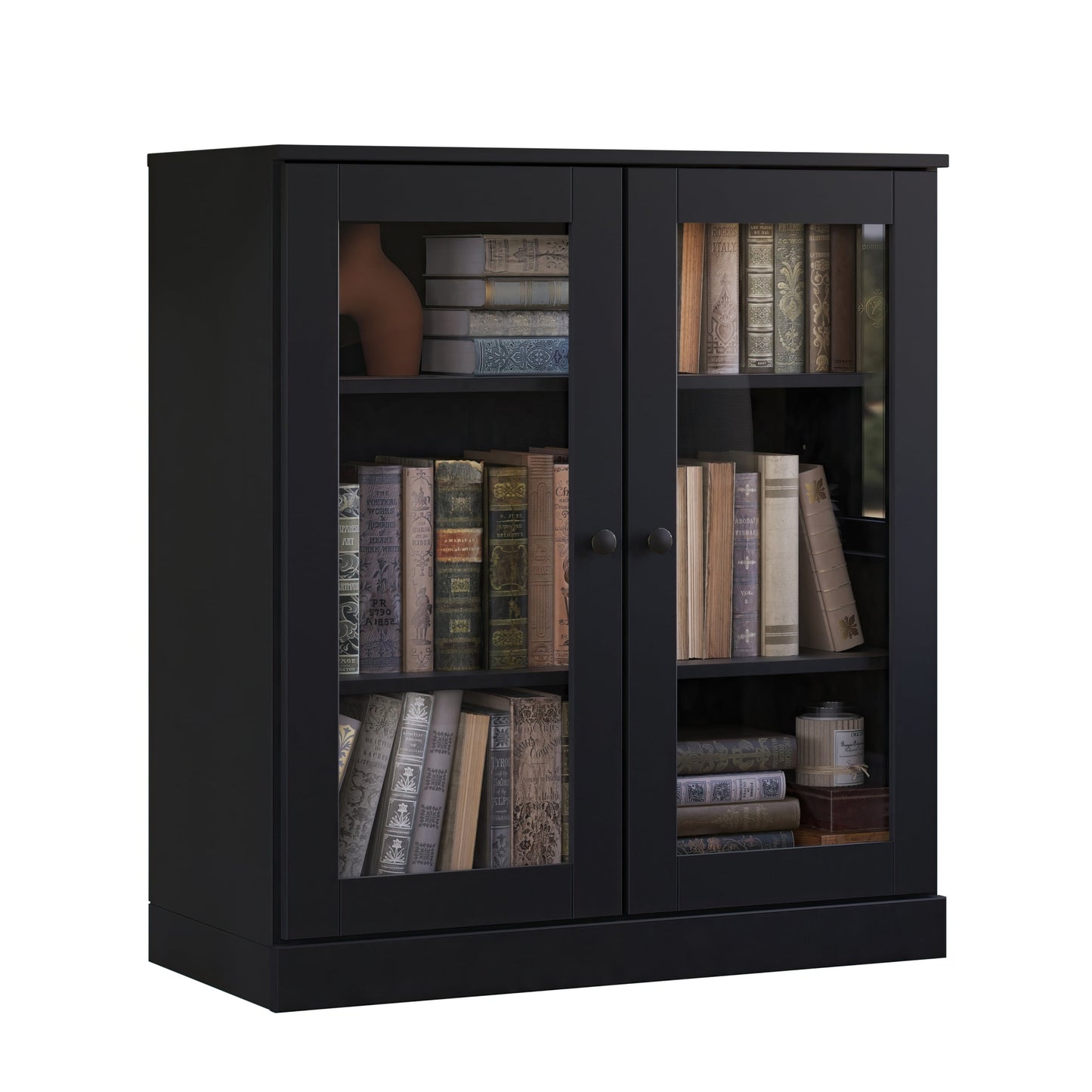 Bibliothèque 100 % bois massif à 3 étagères avec portes en option par Palace Imports