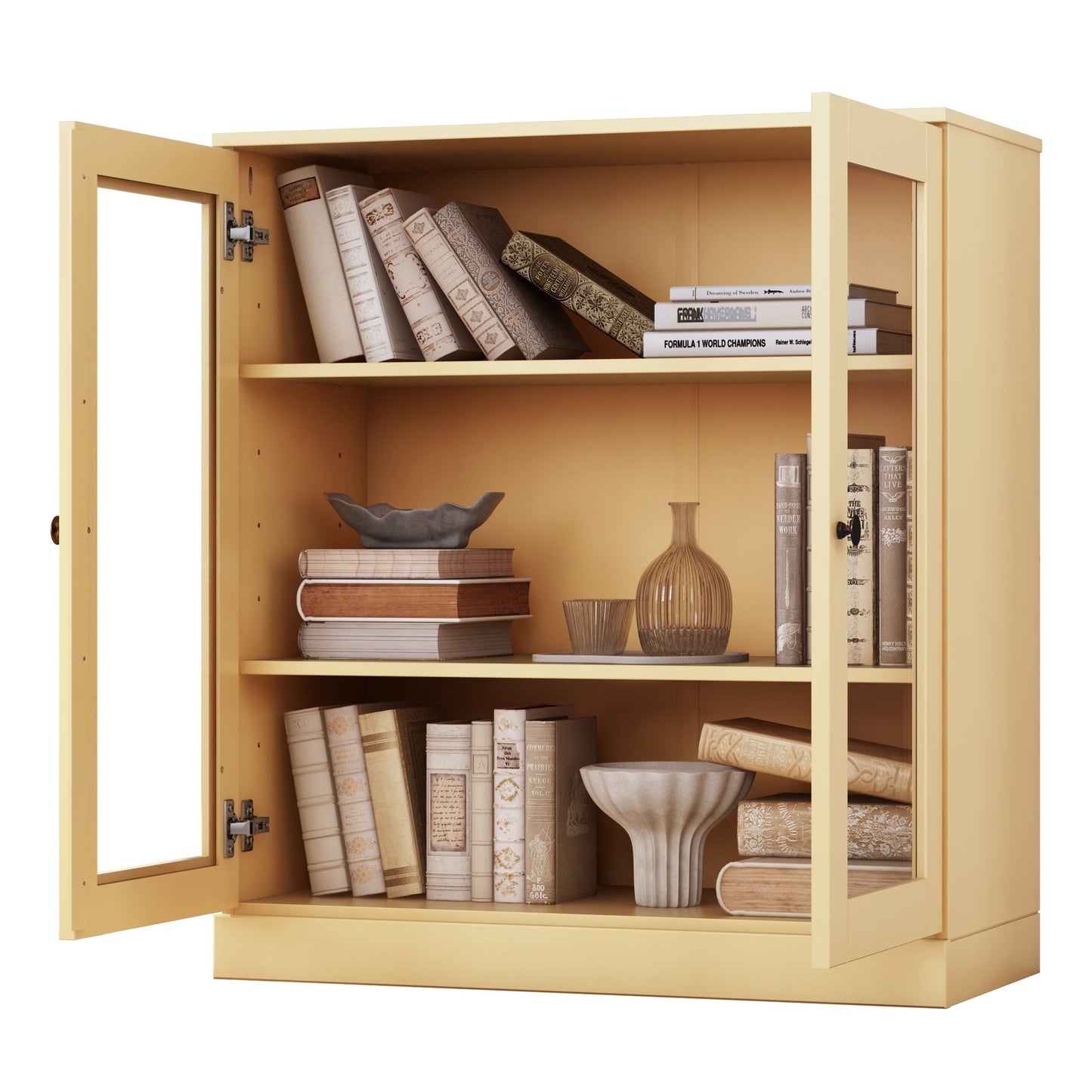 Bibliothèque 100 % bois massif à 3 étagères avec portes en option par Palace Imports