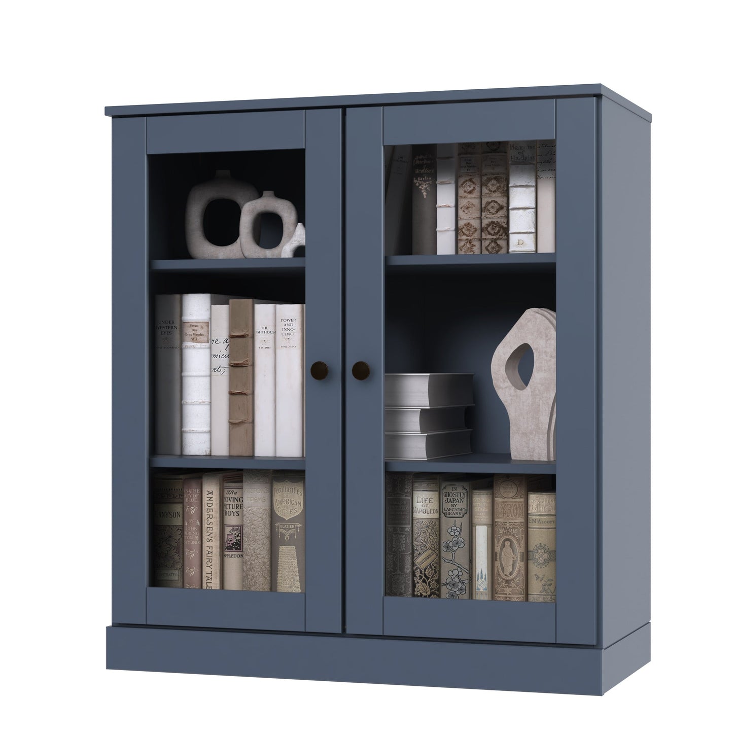 Bibliothèque 100 % bois massif à 3 étagères avec portes en option par Palace Imports