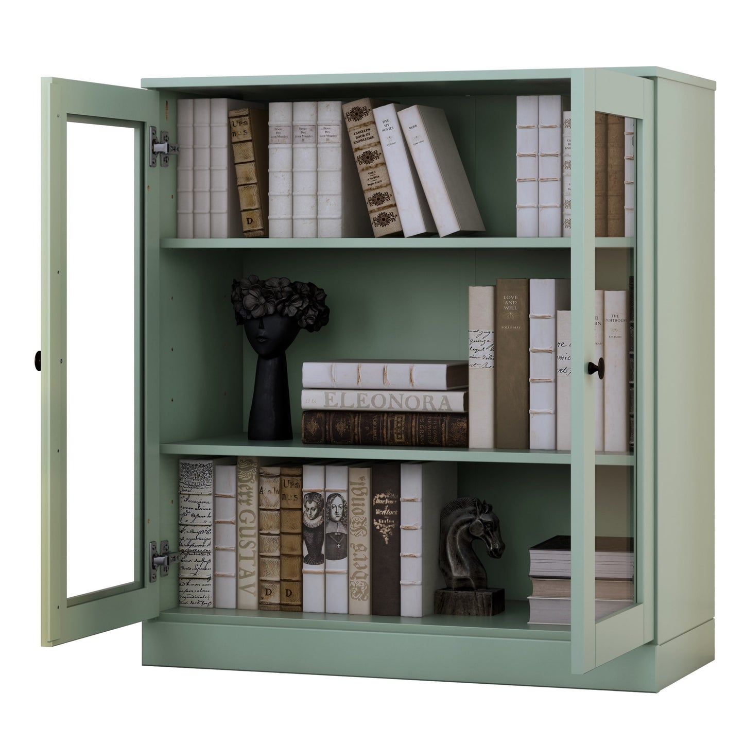 Bibliothèque 100 % bois massif à 3 étagères avec portes en option par Palace Imports