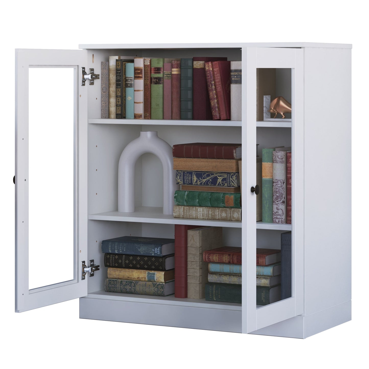Bibliothèque 100 % bois massif à 3 étagères avec portes en option par Palace Imports