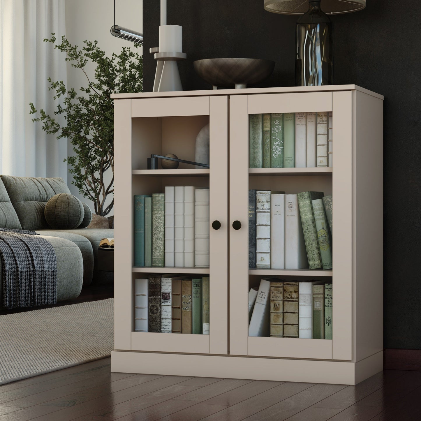 Bibliothèque 100 % bois massif à 3 étagères avec portes en option par Palace Imports
