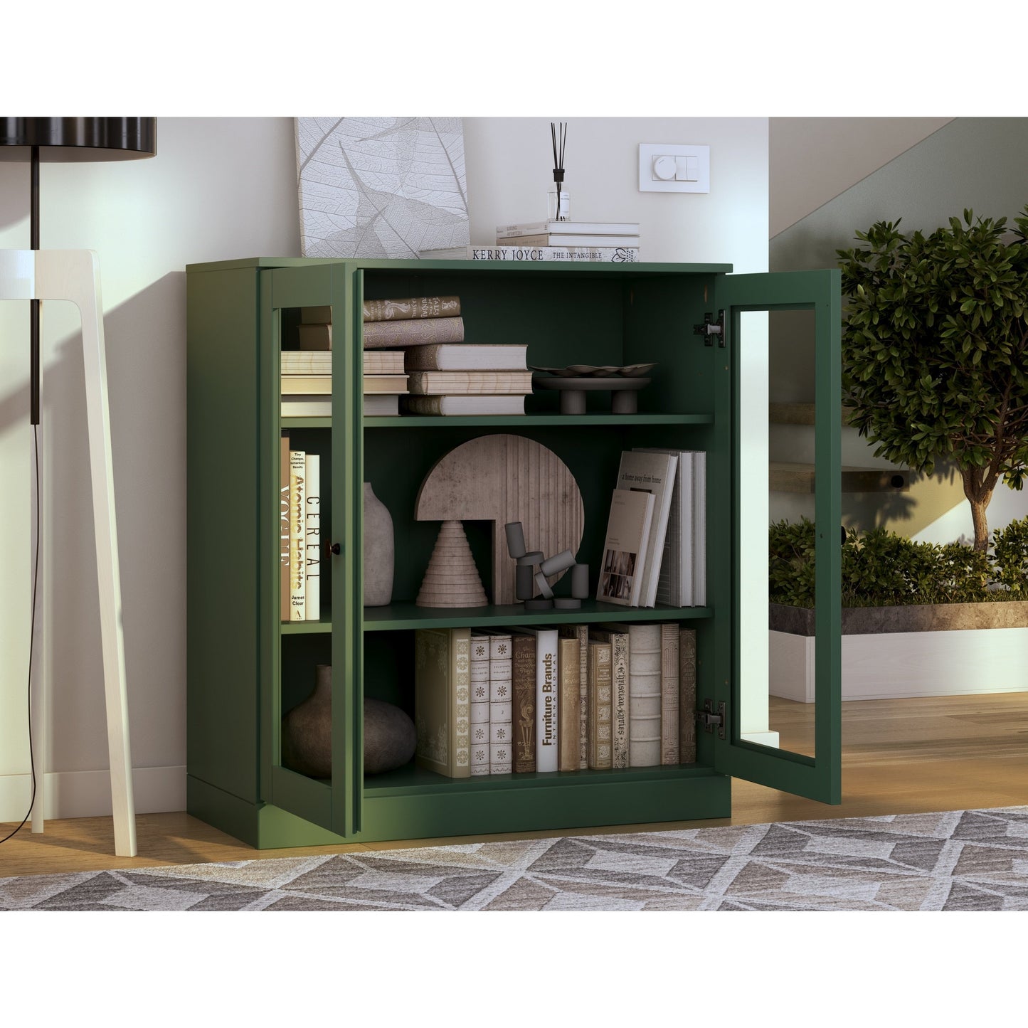 Bibliothèque 100 % bois massif à 3 étagères avec portes en option par Palace Imports