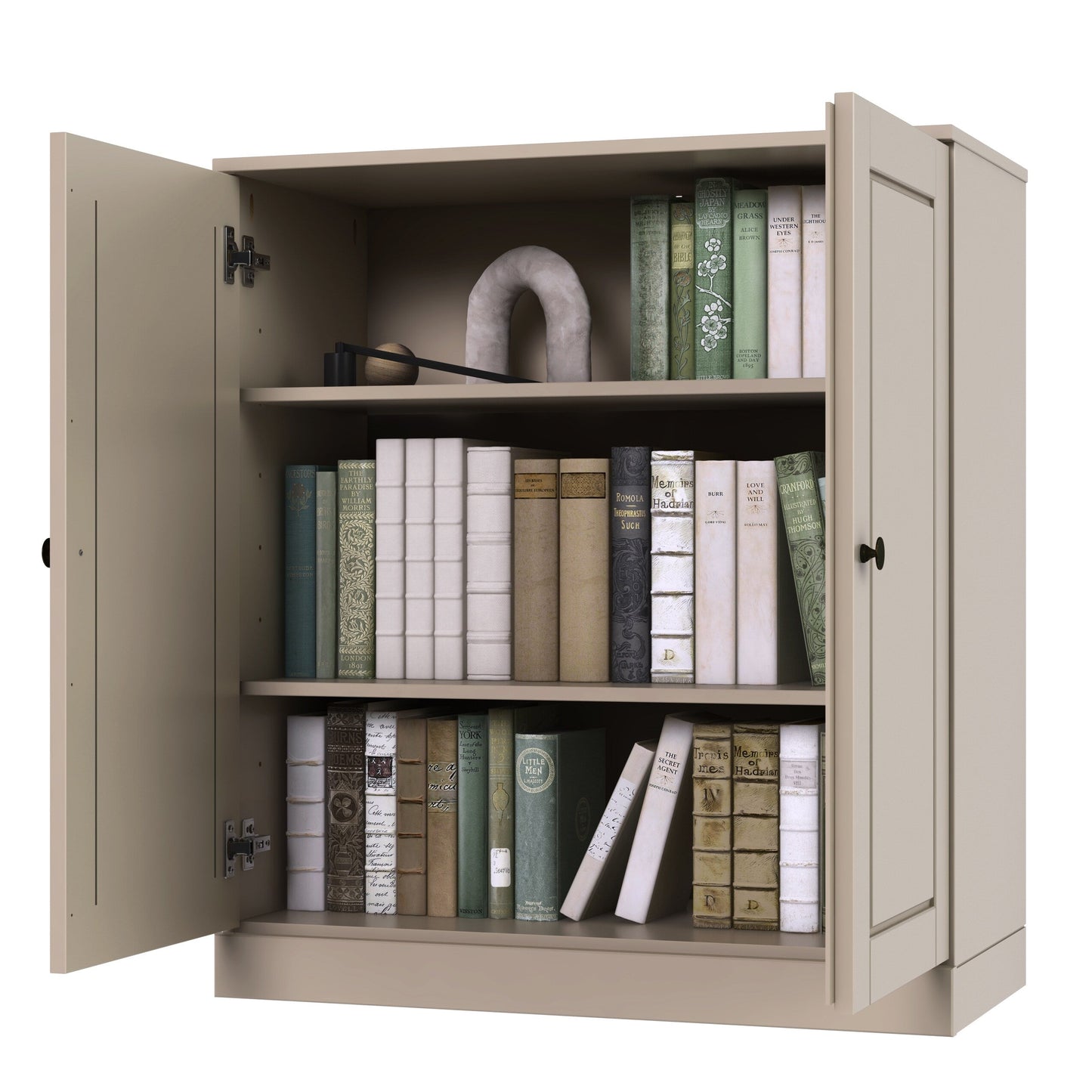 Bibliothèque 100 % bois massif à 3 étagères avec portes en option par Palace Imports