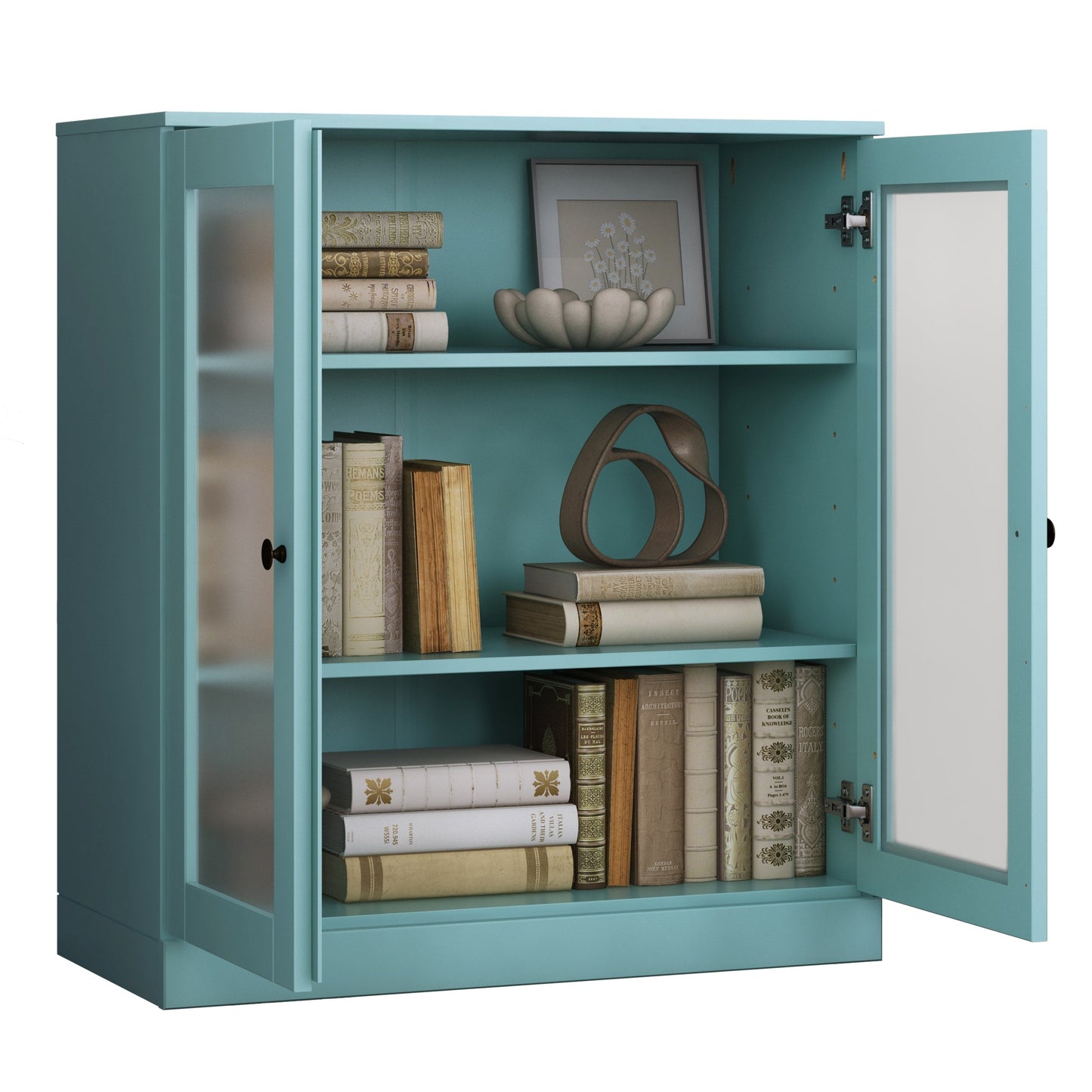 Bibliothèque 100 % bois massif à 3 étagères avec portes en option par Palace Imports