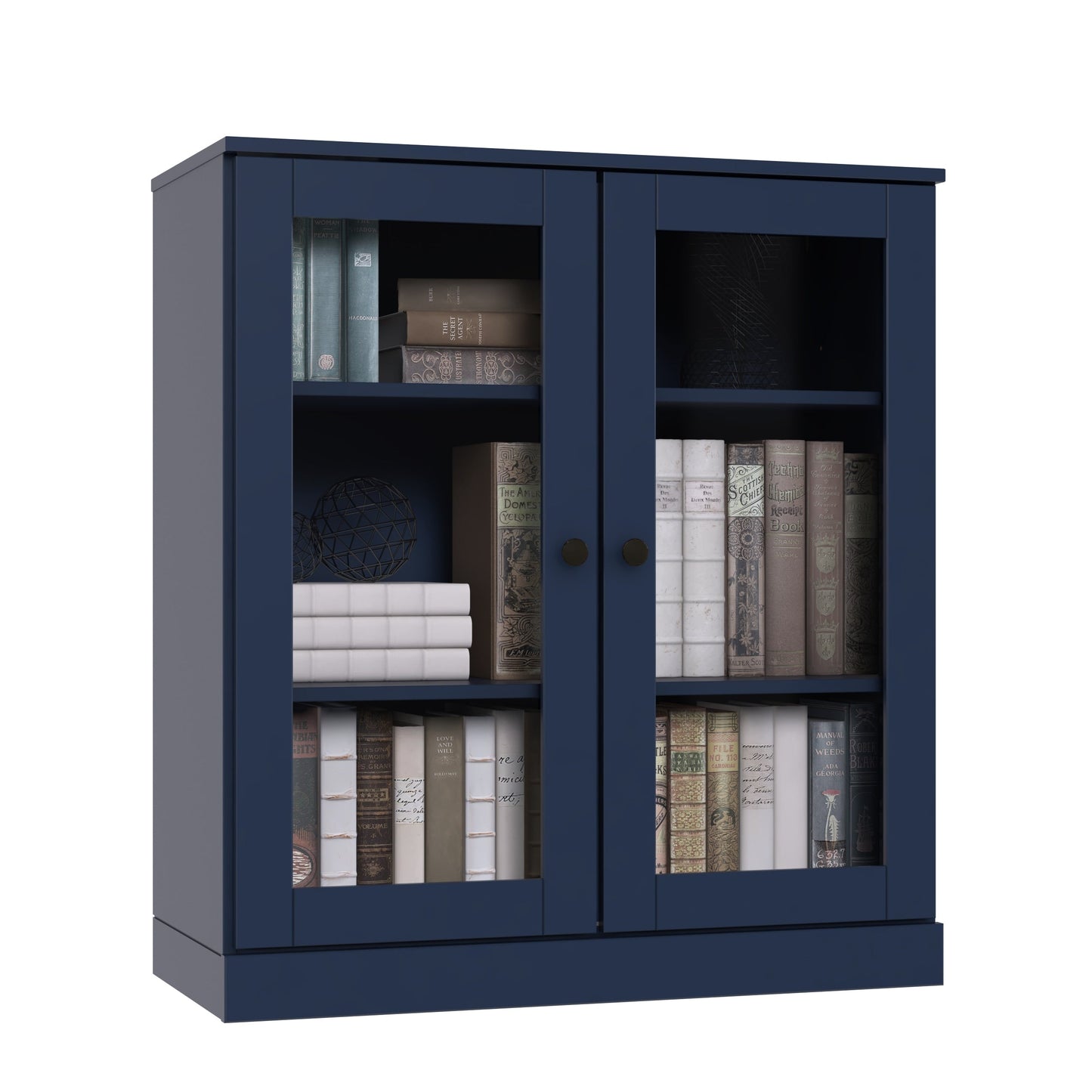 Bibliothèque 100 % bois massif à 3 étagères avec portes en option par Palace Imports