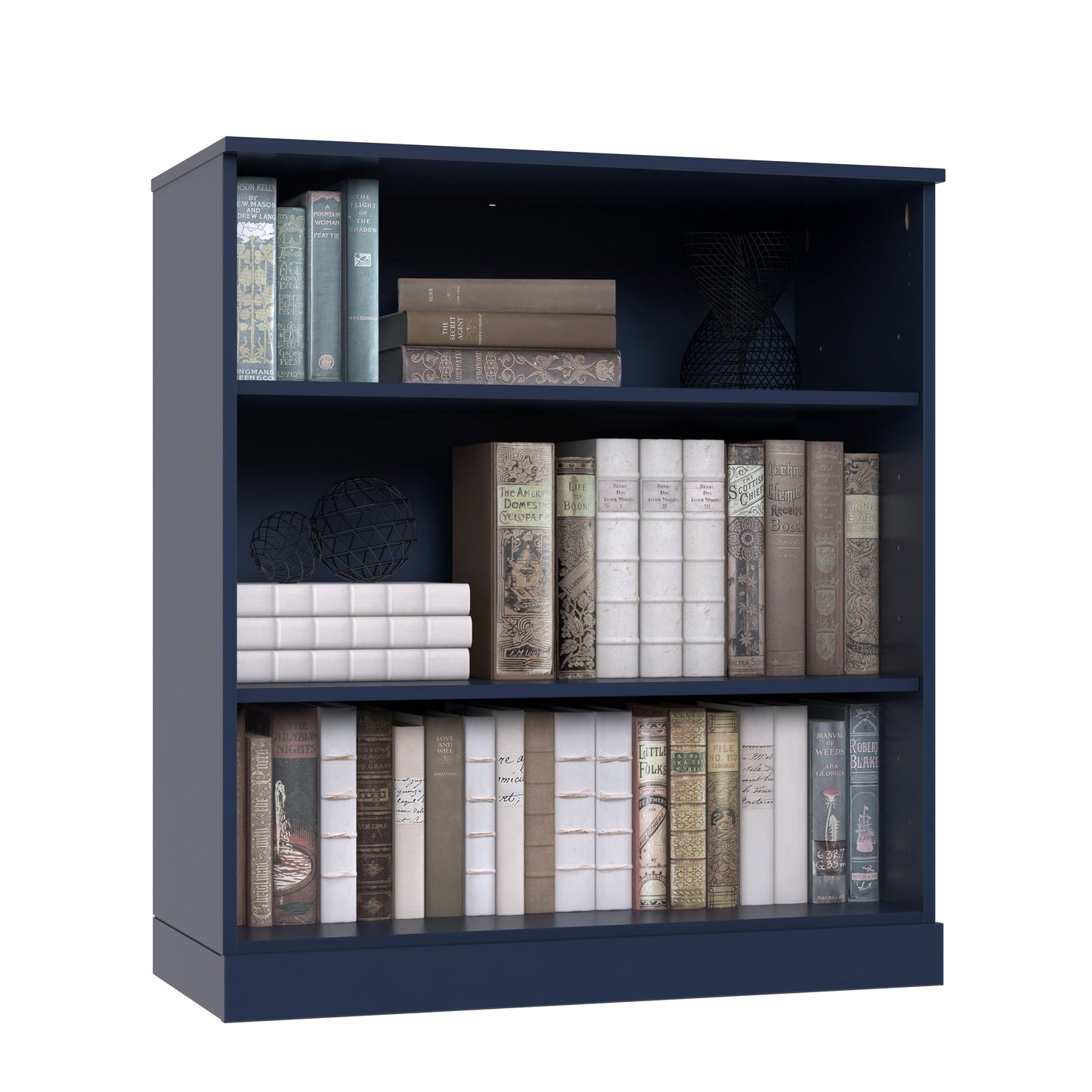 Bibliothèque 100 % bois massif à 3 étagères avec portes en option par Palace Imports