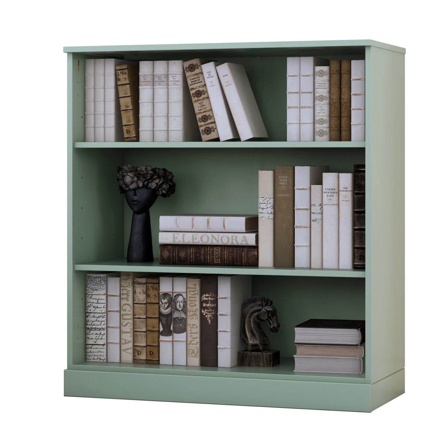 Bibliothèque 100 % bois massif à 3 étagères avec portes en option par Palace Imports