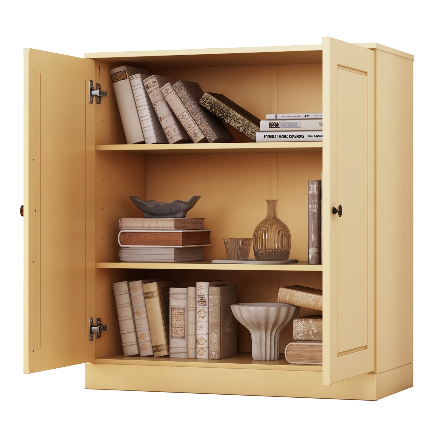 Bibliothèque 100 % bois massif à 3 étagères avec portes en option par Palace Imports