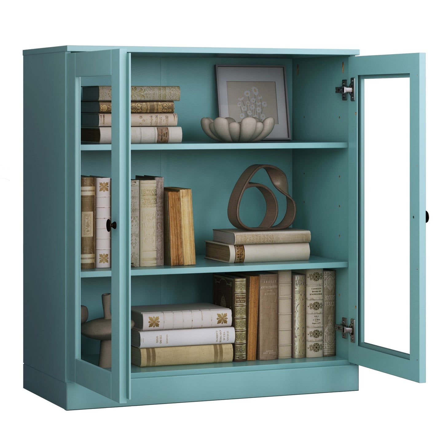 Bibliothèque 100 % bois massif à 3 étagères avec portes en option par Palace Imports