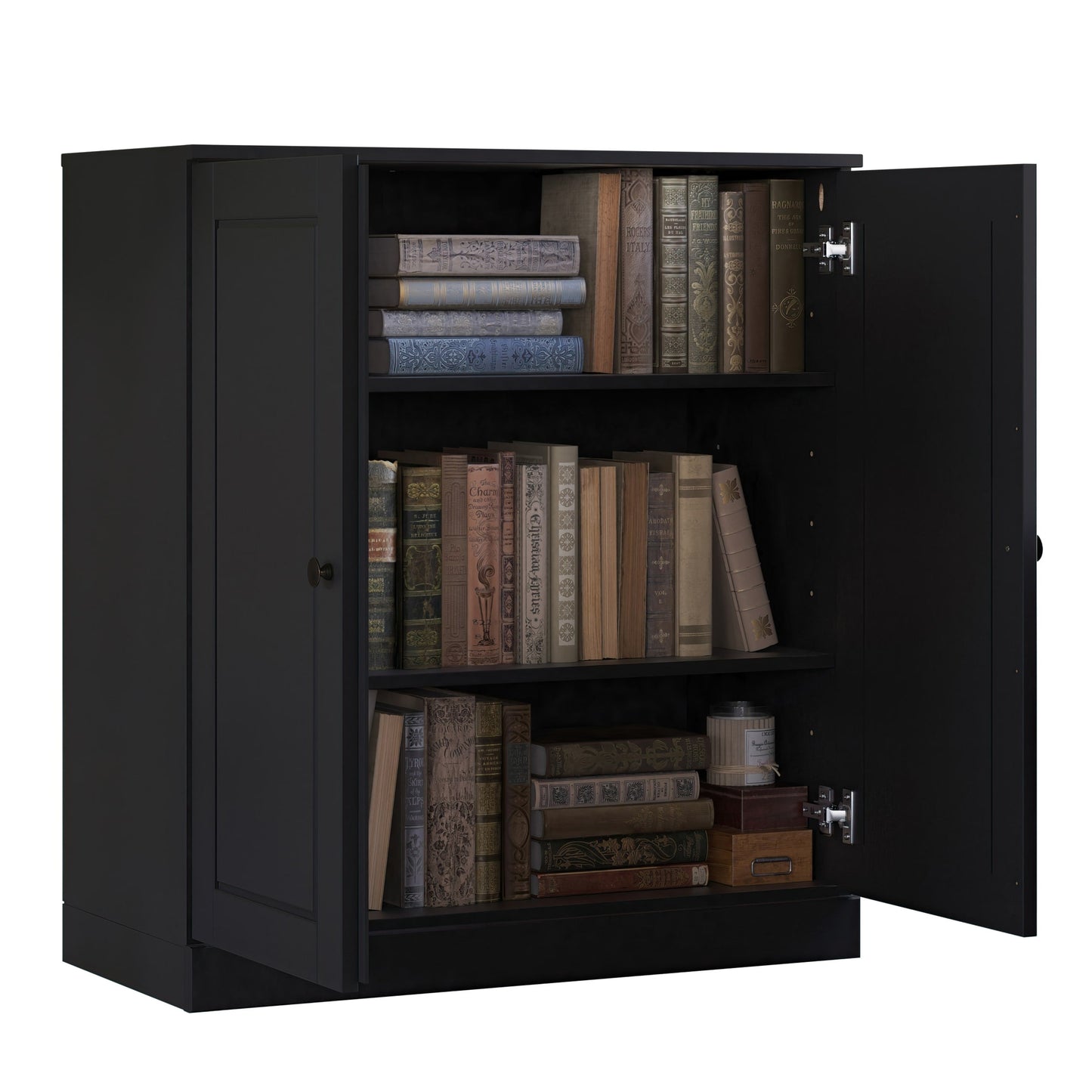 Bibliothèque 100 % bois massif à 3 étagères avec portes en option par Palace Imports