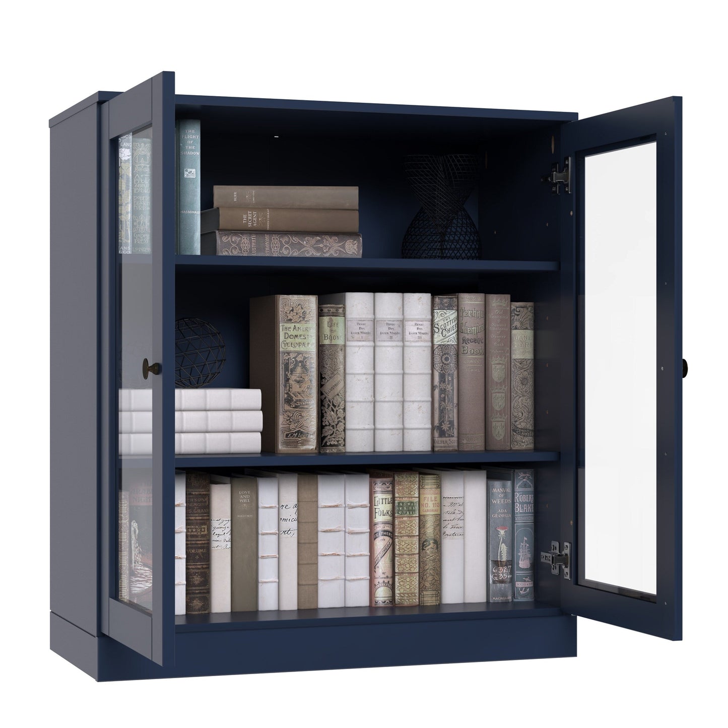 Bibliothèque 100 % bois massif à 3 étagères avec portes en option par Palace Imports