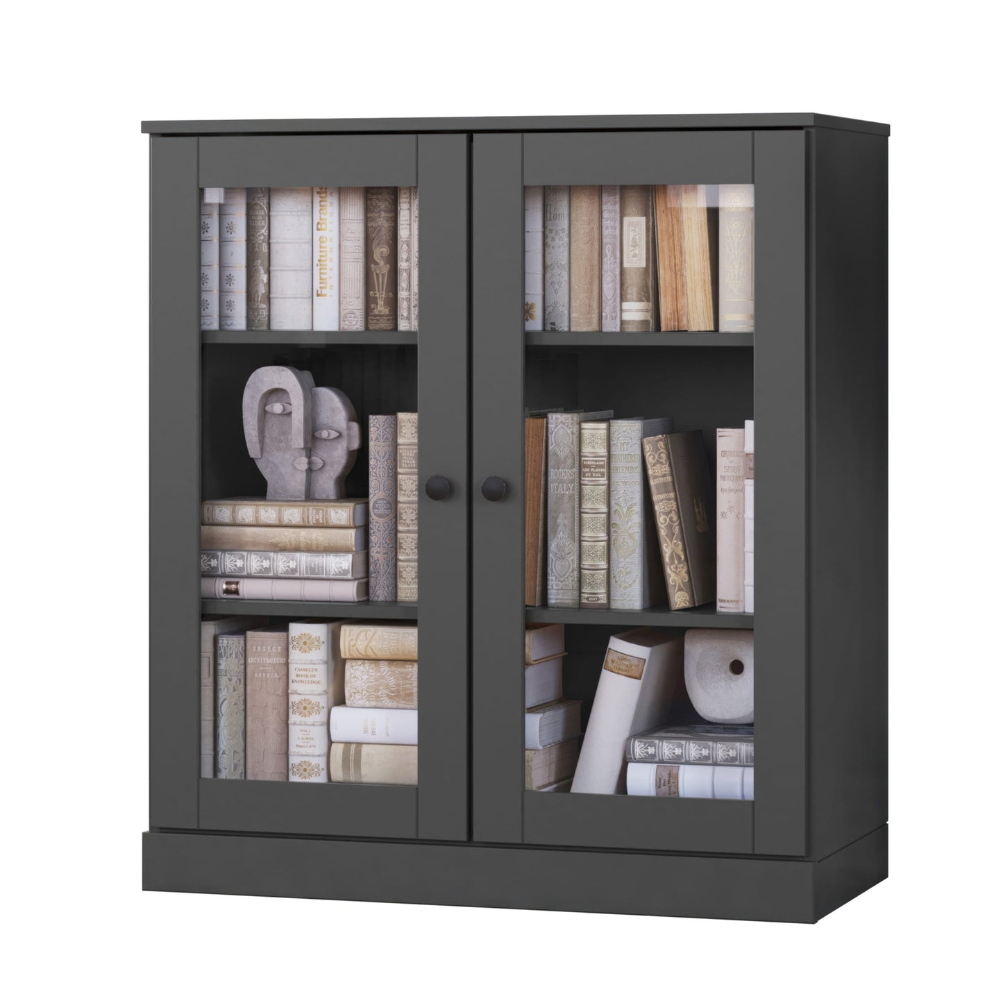 Bibliothèque 100 % bois massif à 3 étagères avec portes en option par Palace Imports