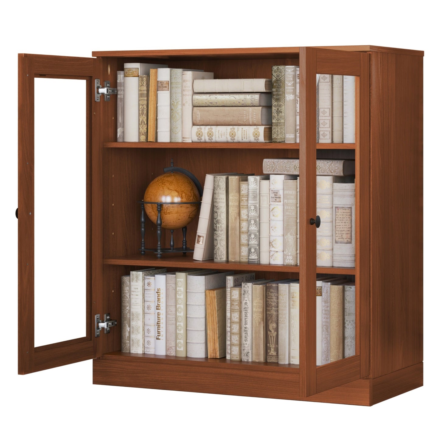 Bibliothèque 100 % bois massif à 3 étagères avec portes en option par Palace Imports