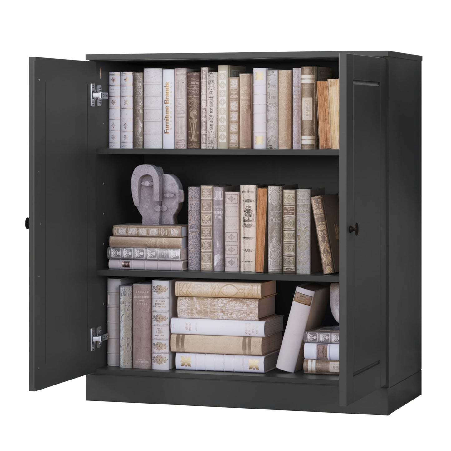 Bibliothèque 100 % bois massif à 3 étagères avec portes en option par Palace Imports